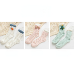 Fluffy Bow Socks, 3-Pair Pack