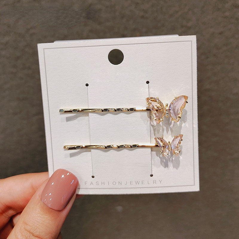 Zircon Butterfly Hair Clip, 2 pcs