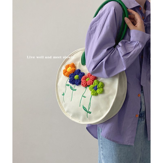 Canvas Flower Crossbody Bag