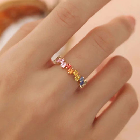 925 Sterling Silver Rainbow Rings