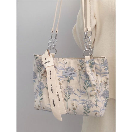 Canvas Flower Shoulder Bag