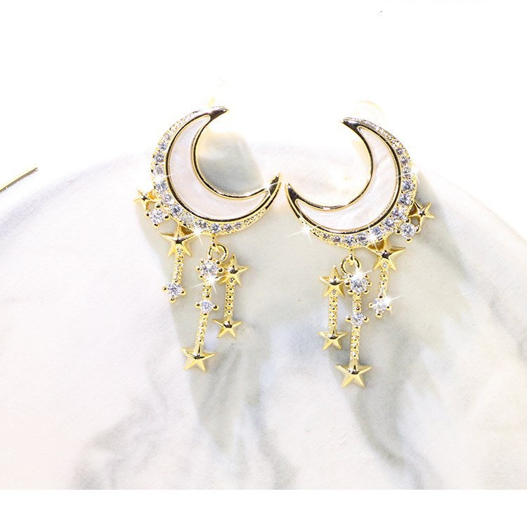 Zircon Moon Star Earrings