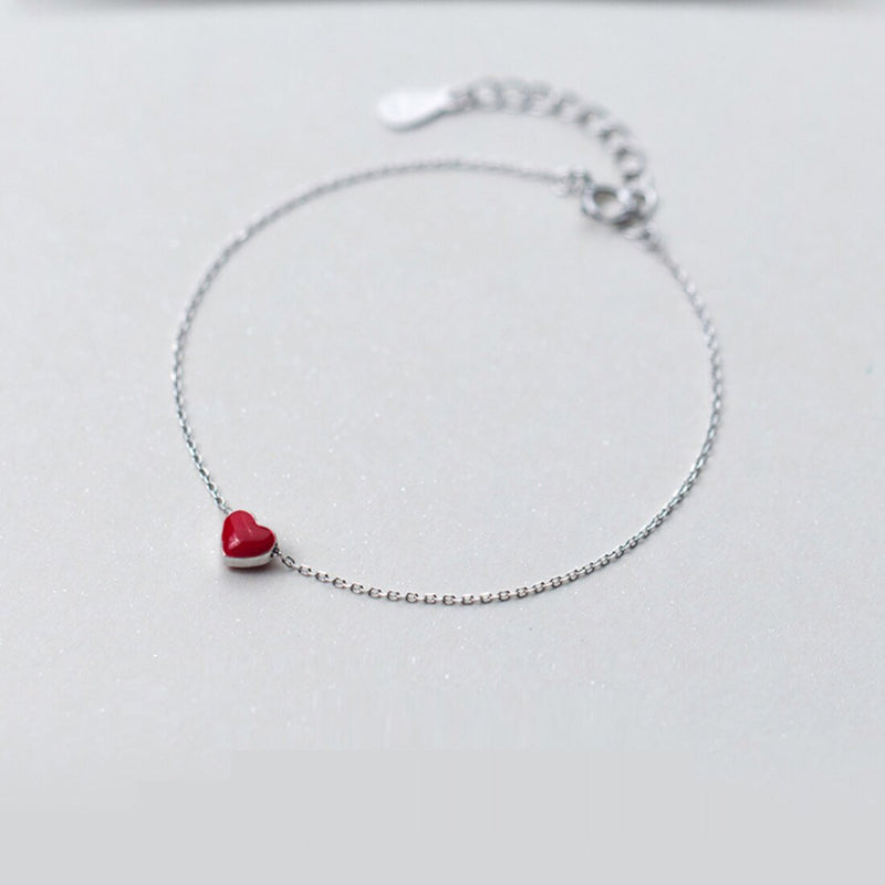 925 Silver Red Heart Bracelet