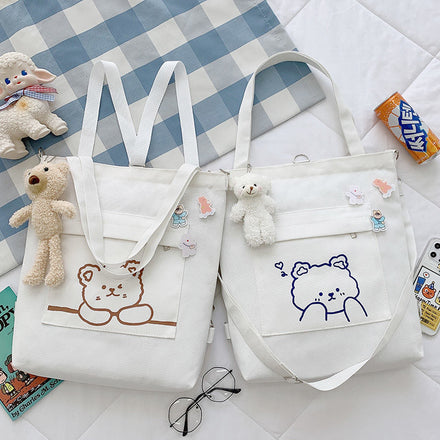 Canvas Bear Shoulder Bag