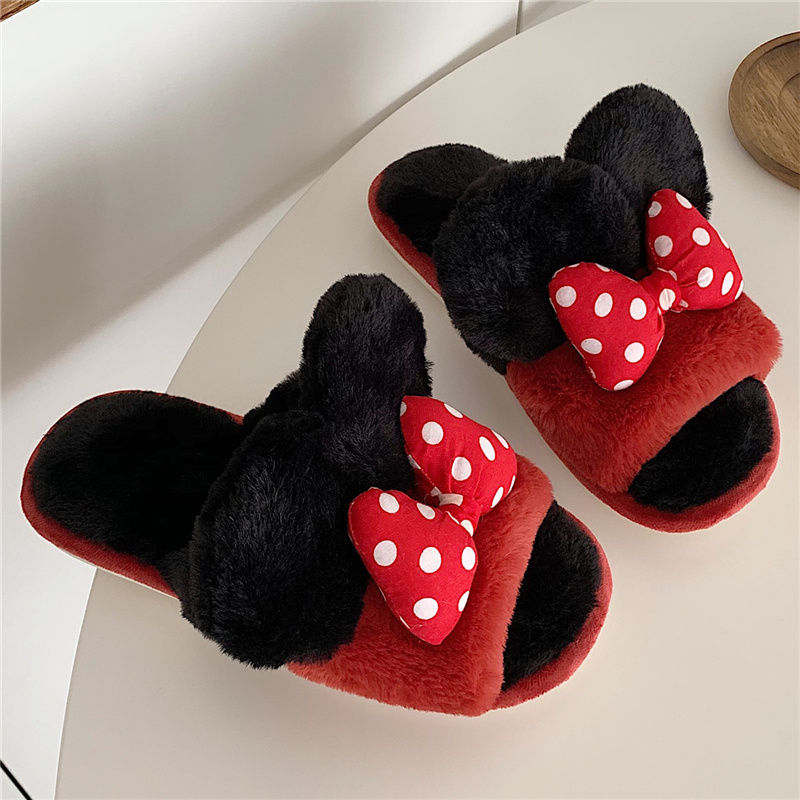 Bow Fluffy Slippers