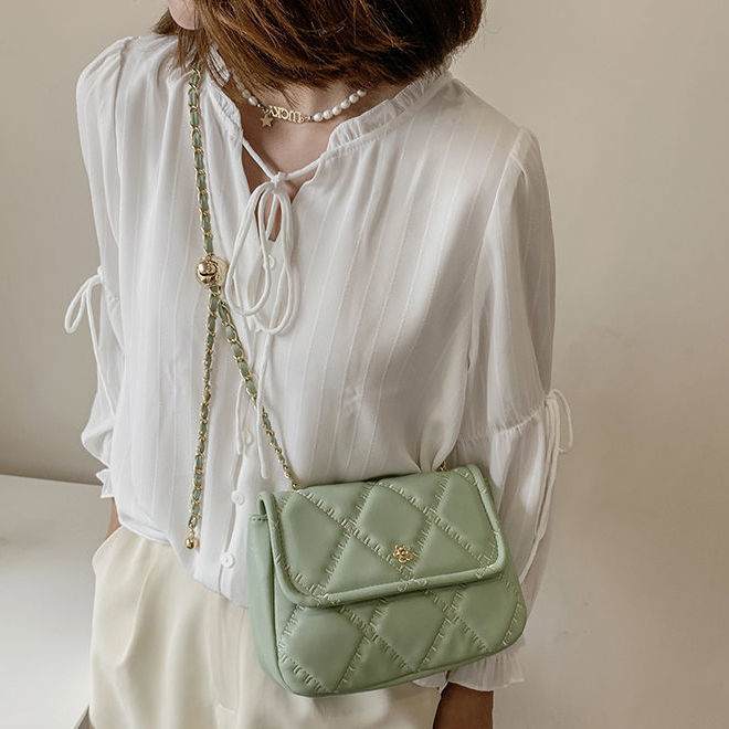 PU Rhombus Pearl Crossbody Bag