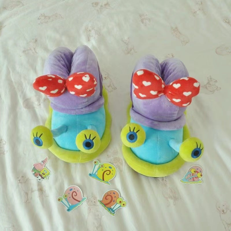 Cartoon snail slippers with bow