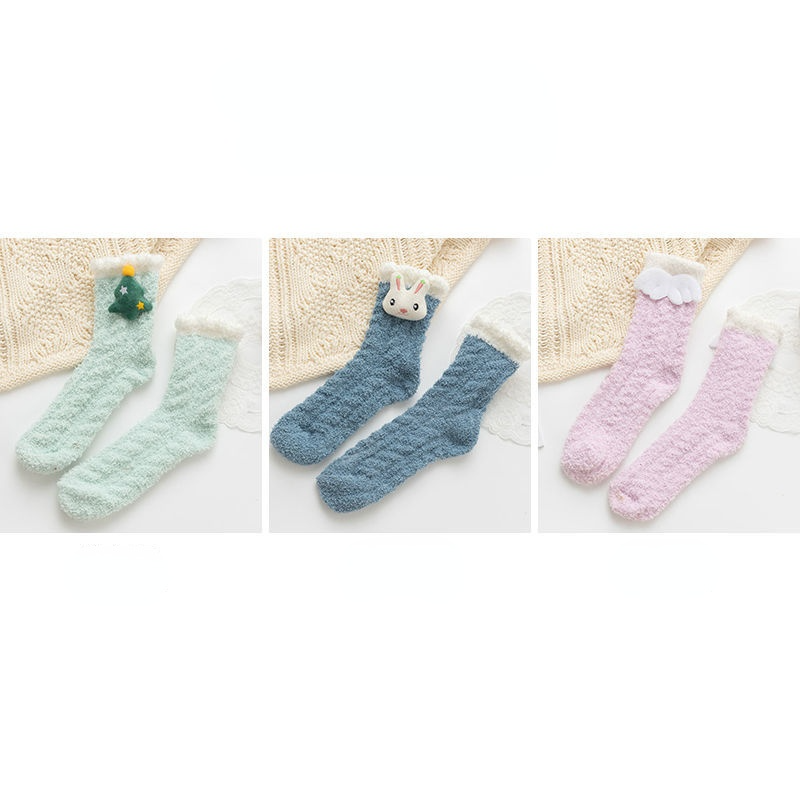 Fluffy Bow Socks, 3-Pair Pack