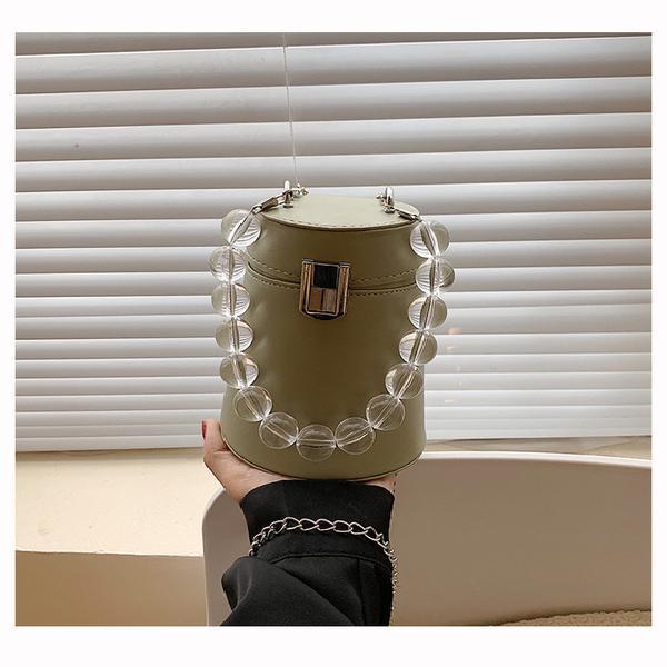 PU Pearl Chain Strap Crossbody Bag