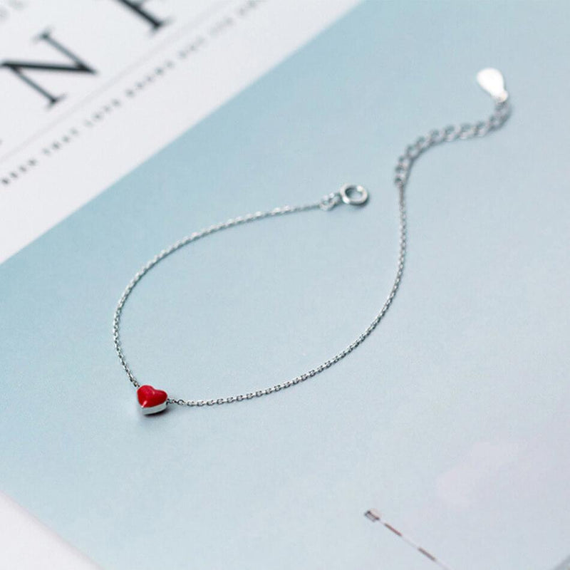 925 Silver Red Heart Bracelet – Dabolly