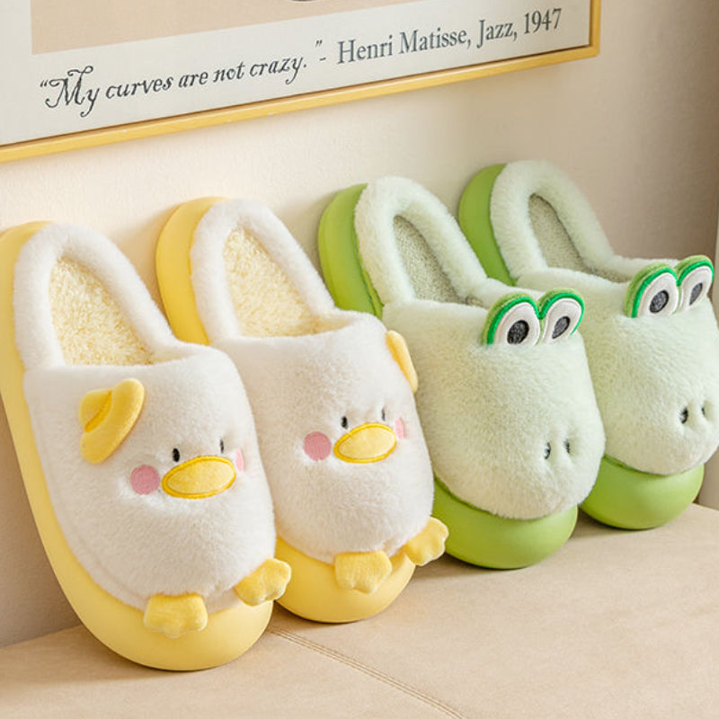 Cartoon color matching plush slippers