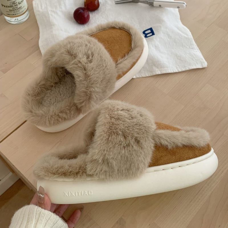 Plush stylish bedroom slippers