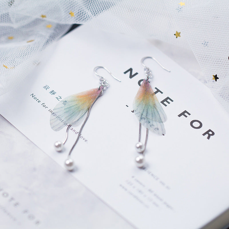 925 Silver Faux Pearl Butterfly Earrings