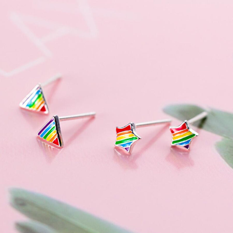925 Silver Rainbow Stud Earrings