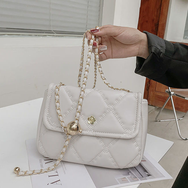 PU Rhombus Pearl Crossbody Bag