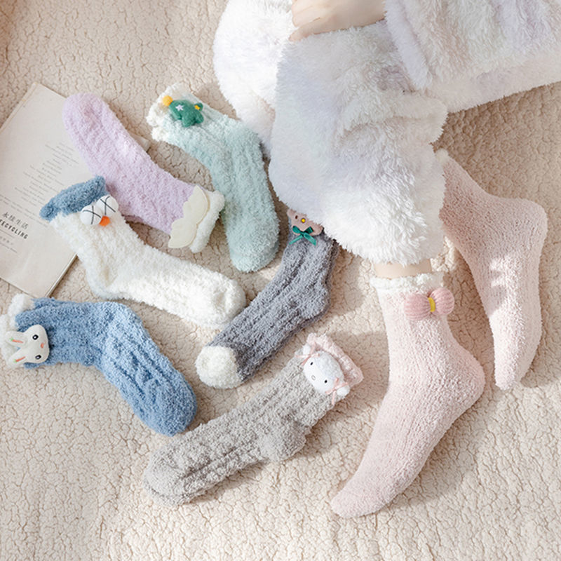 Fluffy Bow Socks, 3-Pair Pack