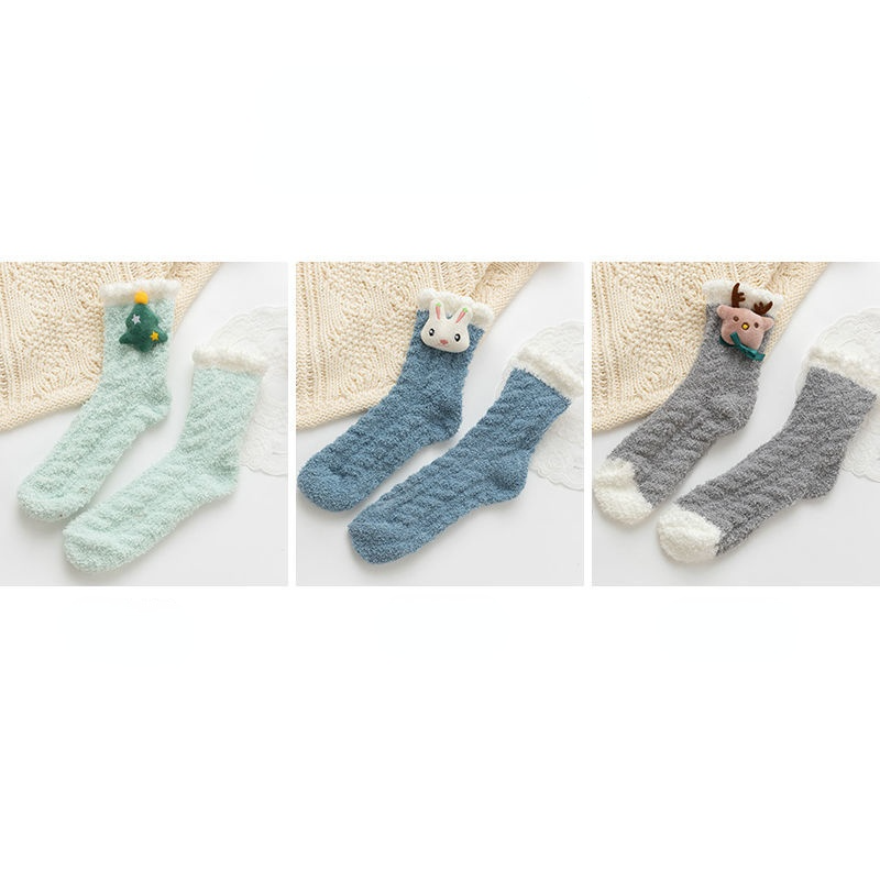 Fluffy Bow Socks, 3-Pair Pack