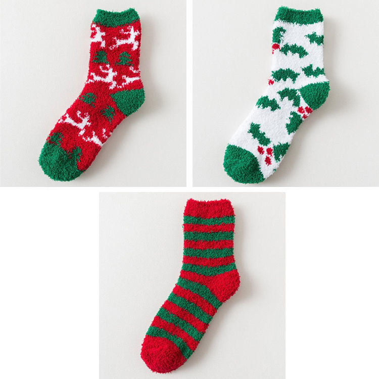 Christmas Fluffy Socks, 3-Pair Pack