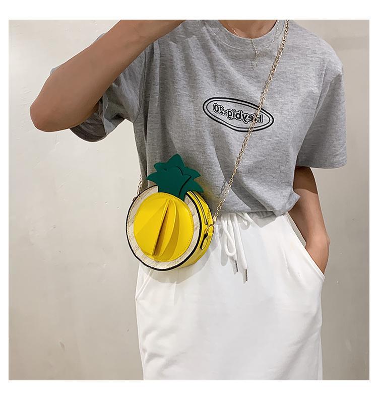 PU Pineapple Chain Strap Crossbody Bag