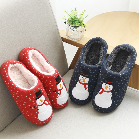 Christmas Snowman Couple Fluffy slippers