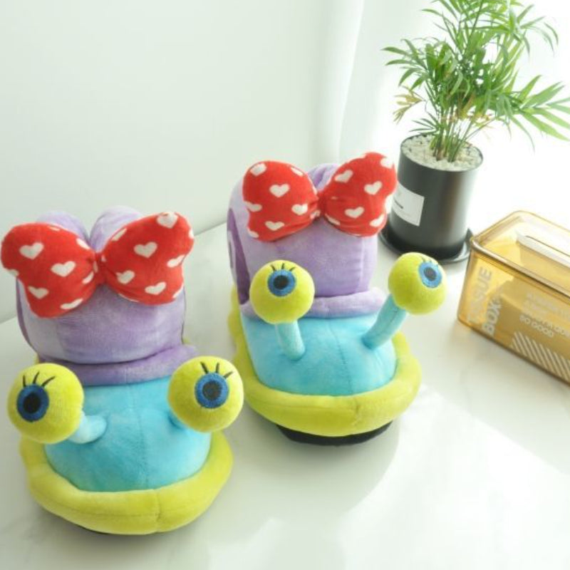 Cartoon snail slippers with bow