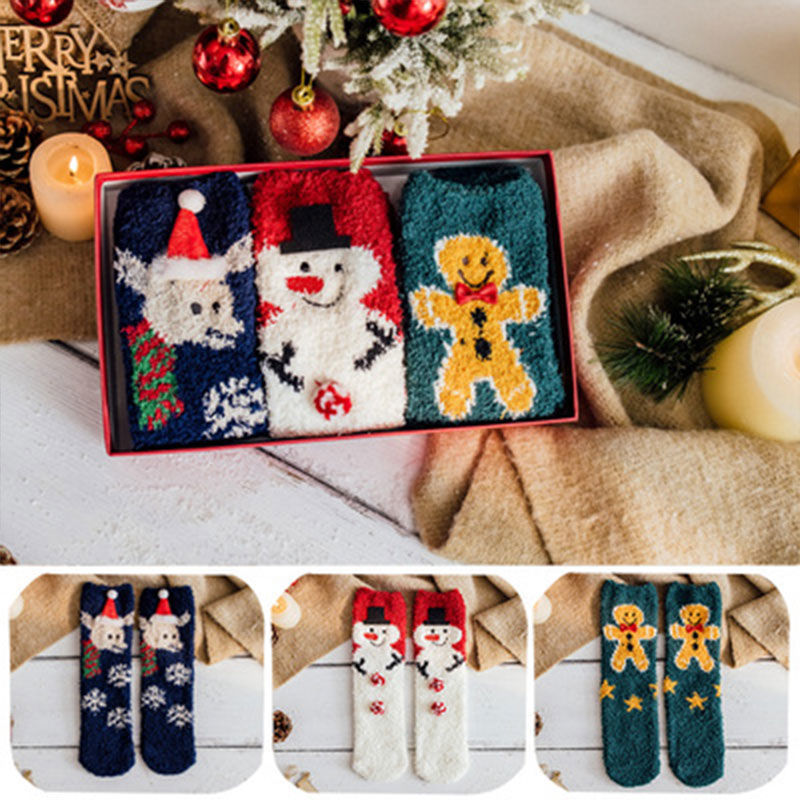 Christmas Fluffy Socks, 3-Pair Pack