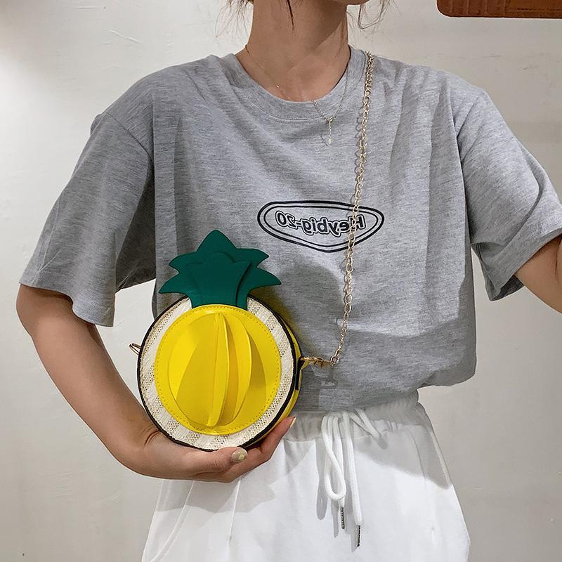 PU Pineapple Chain Strap Crossbody Bag