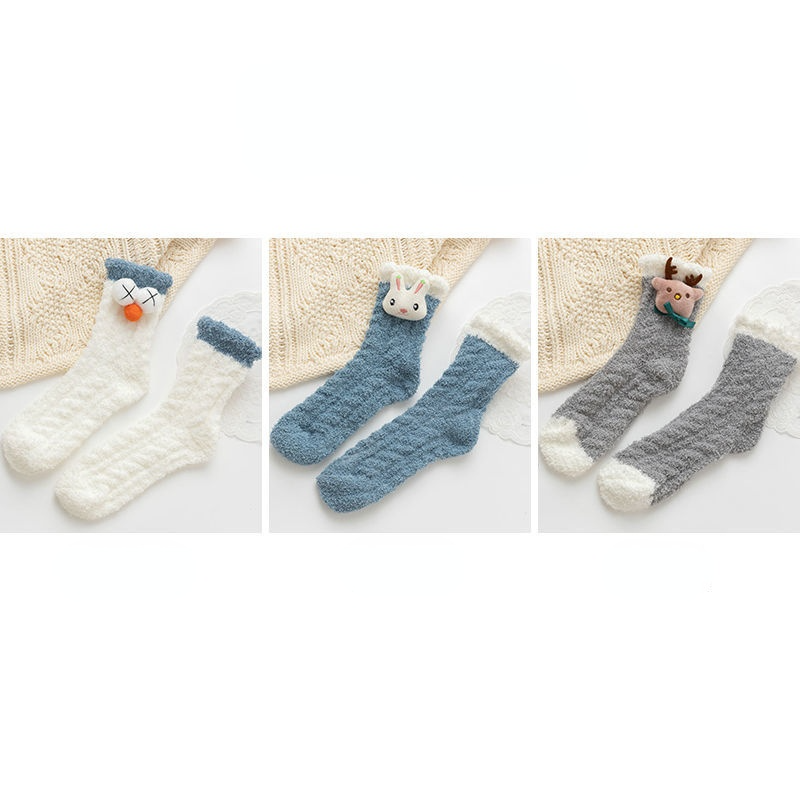 Fluffy Bow Socks, 3-Pair Pack