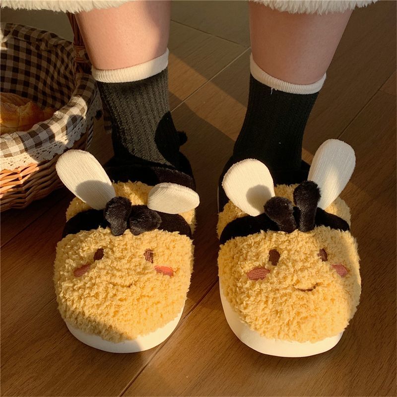 Cute Bee Fluffy Slippers