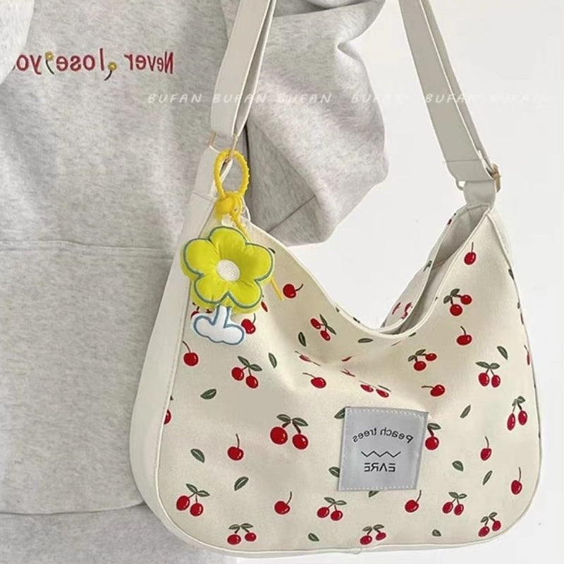 Canvas Cherry Shoulder Bag