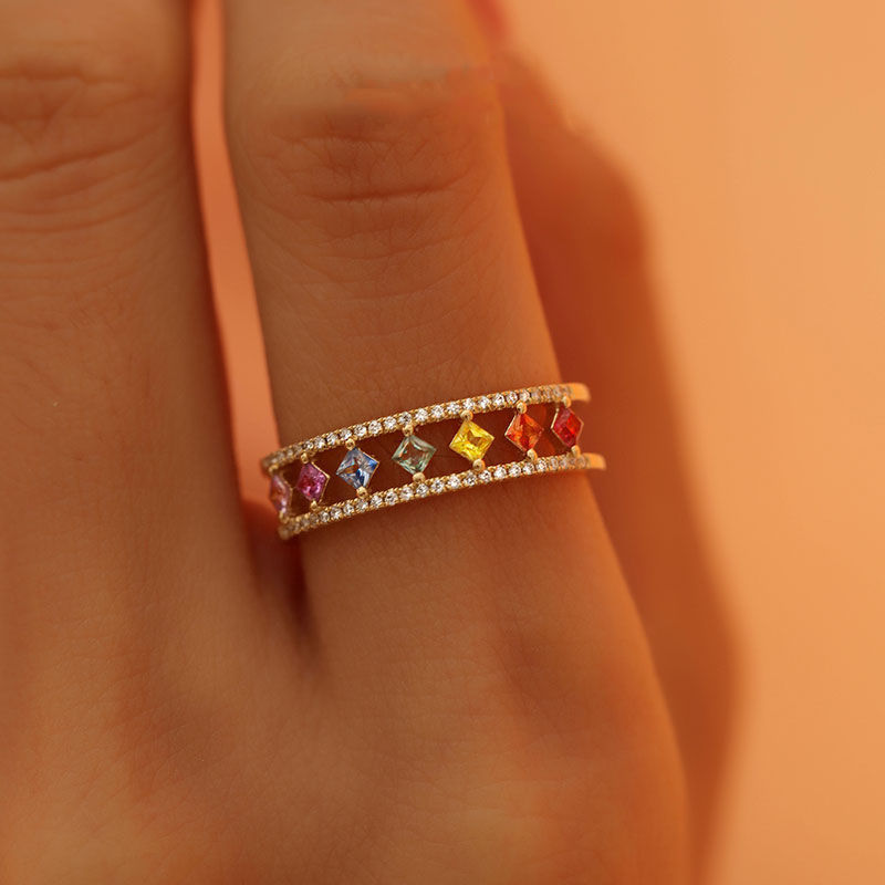 925 Sterling Silver Rainbow Rings