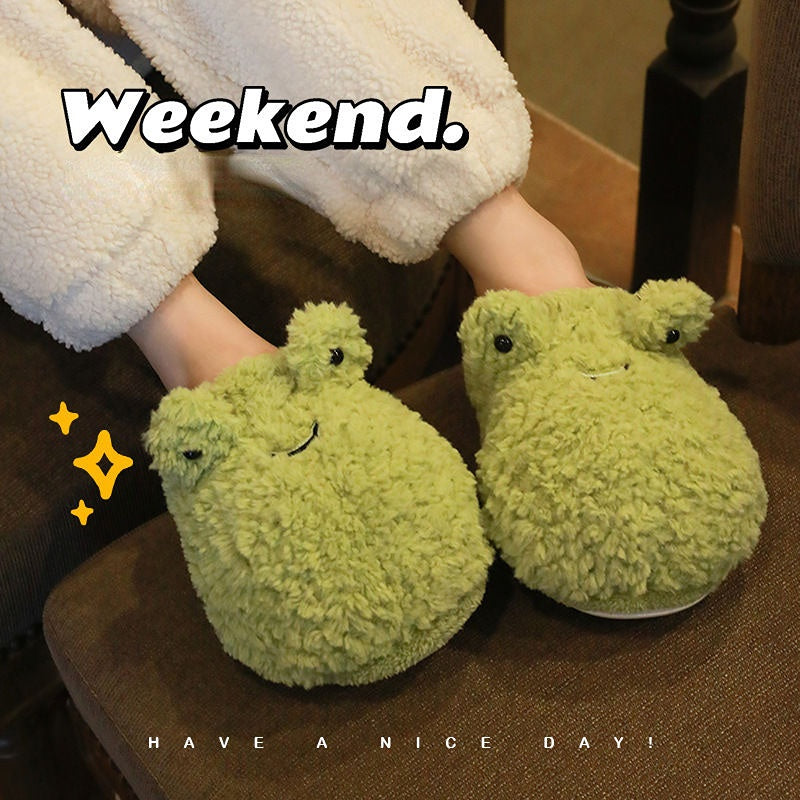 Cute Frog Fluffy Slippers