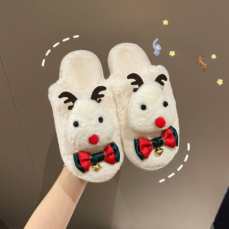 Christmas Deer Fluffy slippers – Dabolly