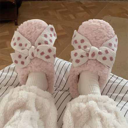 Bow Fluffy Slippers