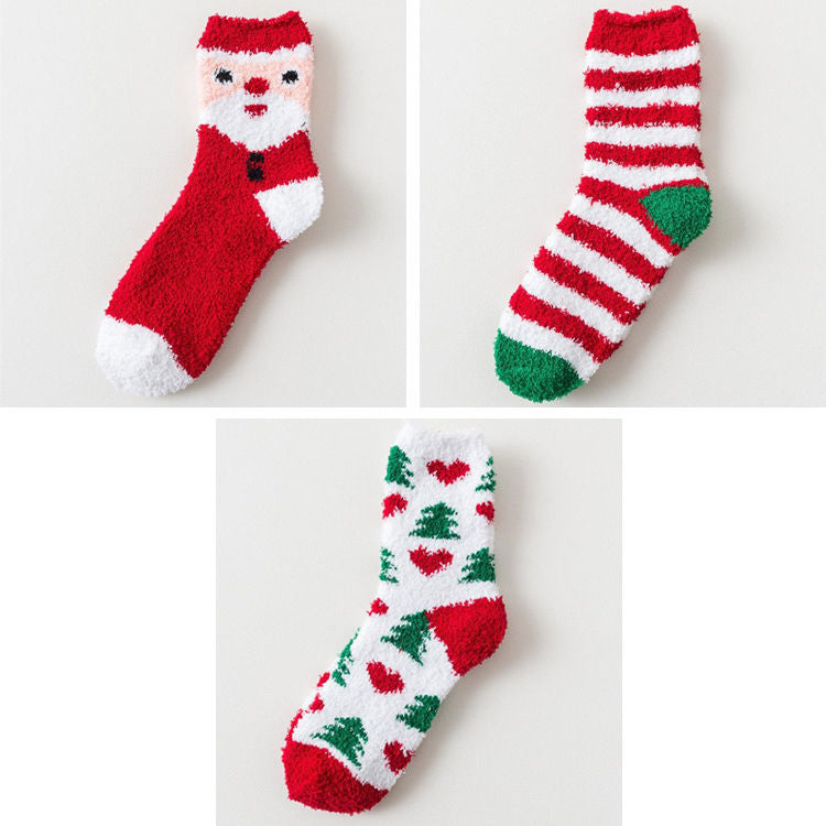 Christmas Fluffy Socks, 3-Pair Pack