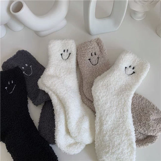 Fluffy Smile Socks, 4-Pair Pack