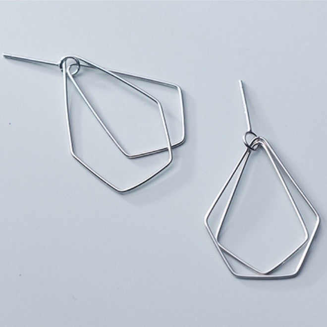 925 Silver Pentagon Earrings