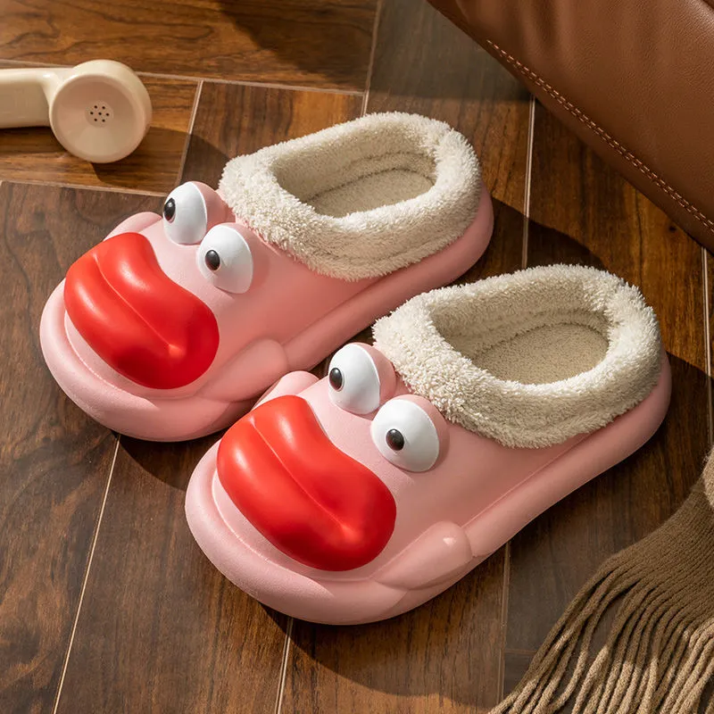 Funny Red Lips Cotton Slippers