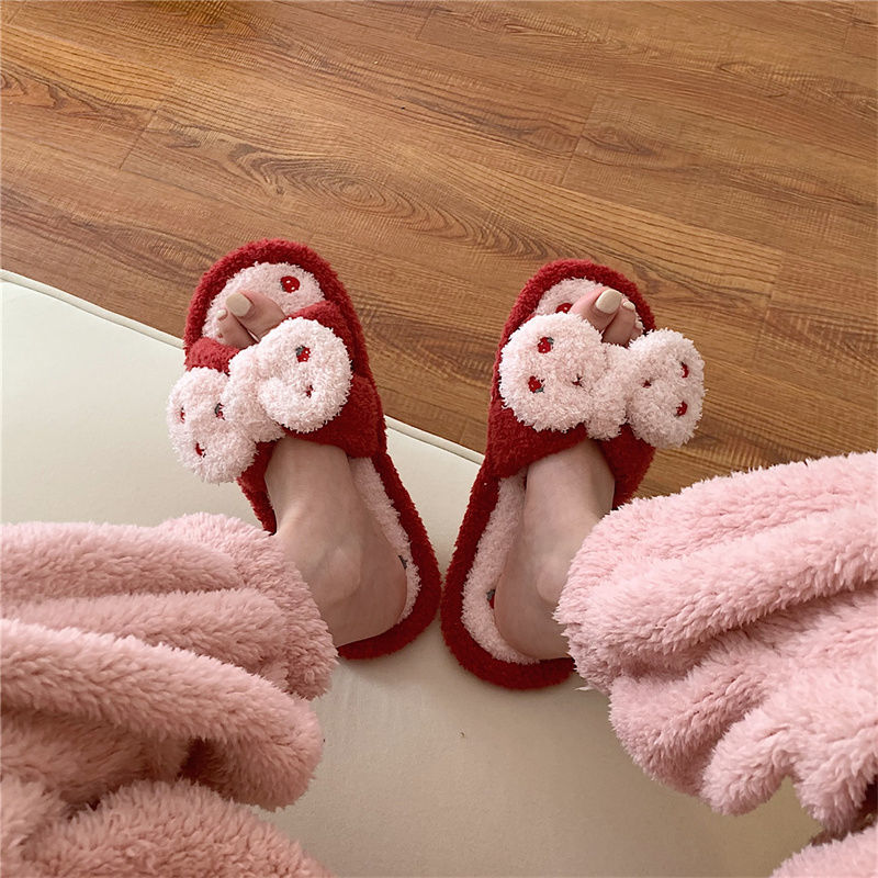 Bow Fluffy Slippers