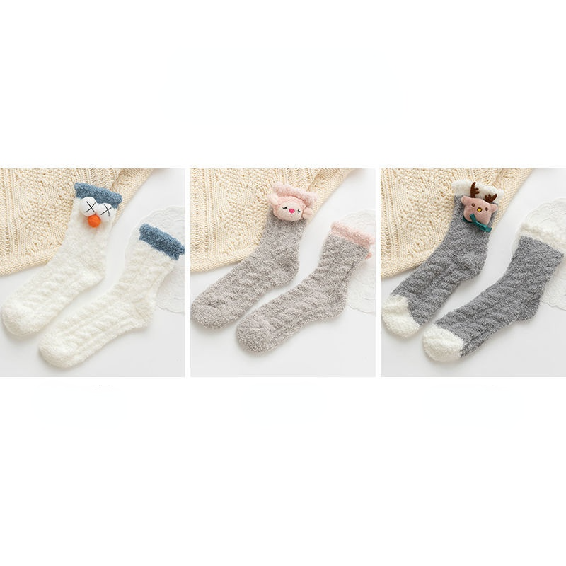 Fluffy Bow Socks, 3-Pair Pack