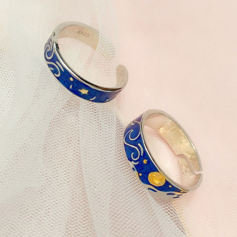 Van Gogh Starry Night Adjustable Ring (925 Silver)