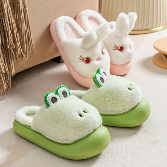 Cartoon color matching plush slippers