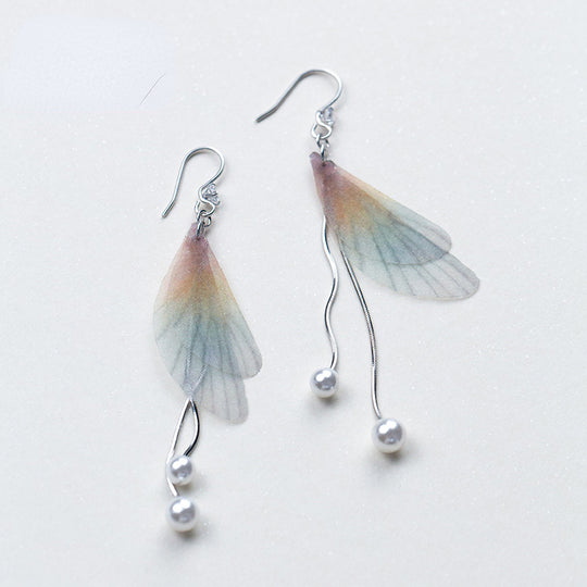 925 Silver Faux Pearl Butterfly Earrings