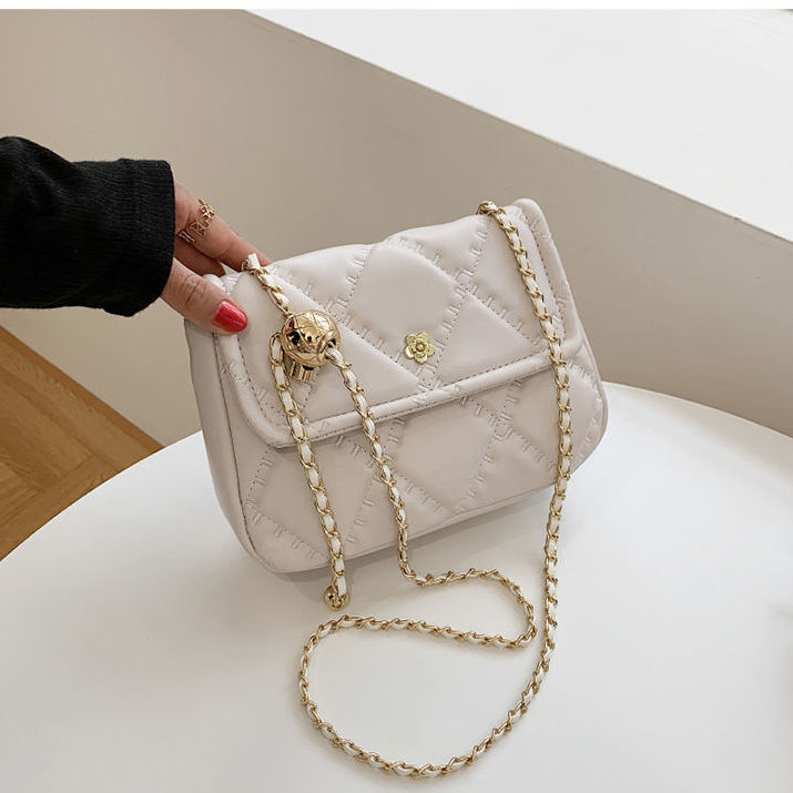 PU Rhombus Pearl Crossbody Bag