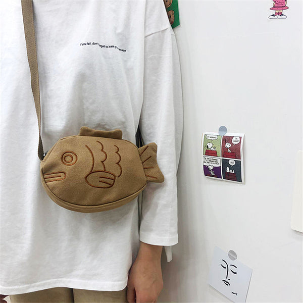 Canvas Taiyaki Crossbody Bag