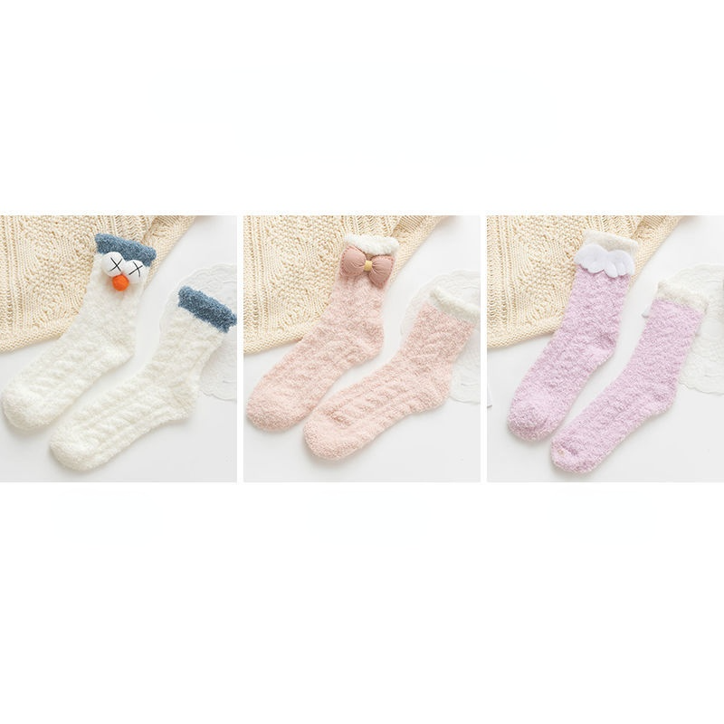 Fluffy Bow Socks, 3-Pair Pack