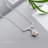  Necklaces Cherry Blossom Necklace Wild Silver Necklace