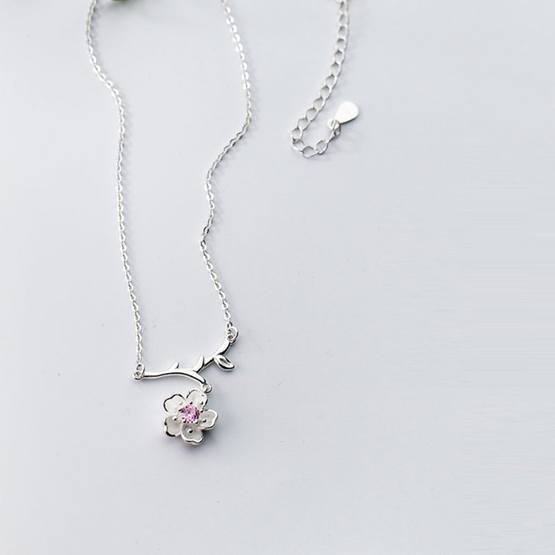 925 Sterling Silver Cherry Blossom Necklace