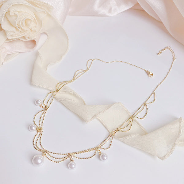 Faux Pearl Collarbone Necklace