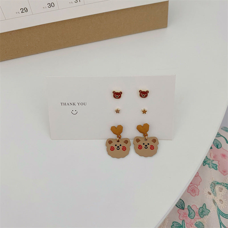 Bear Assorted Earrings, 3pcs